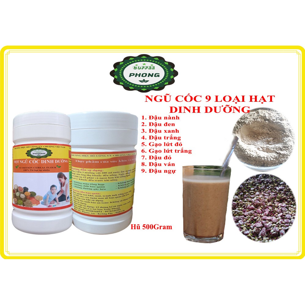 Bột Ngũ CốcTăng Cân Mix 9 Loại Hạt Dinh Dưỡng giảm Cân, Tăng Cân, Tập gym 500 Gram