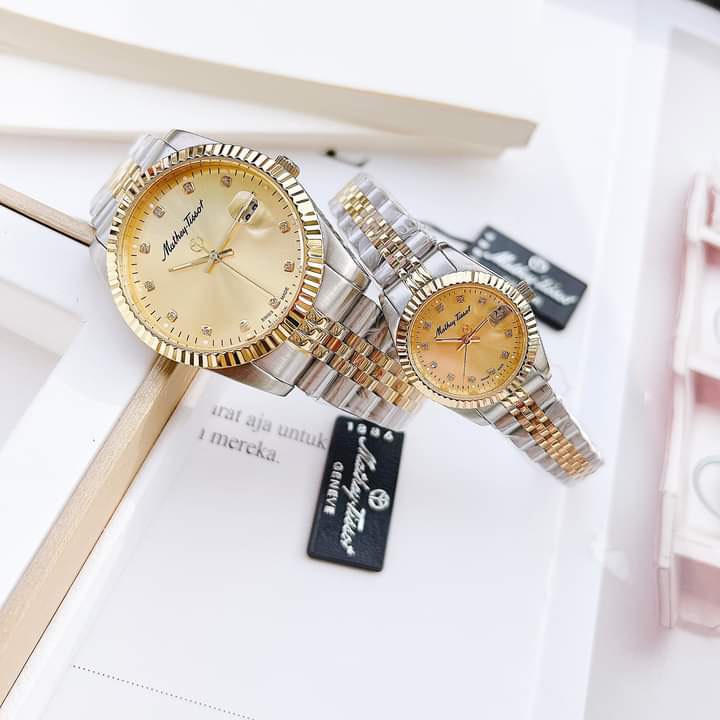 Đồng hồ đôi nam nữ dây thép Mathey Tissot H710BDI Và D710BDI