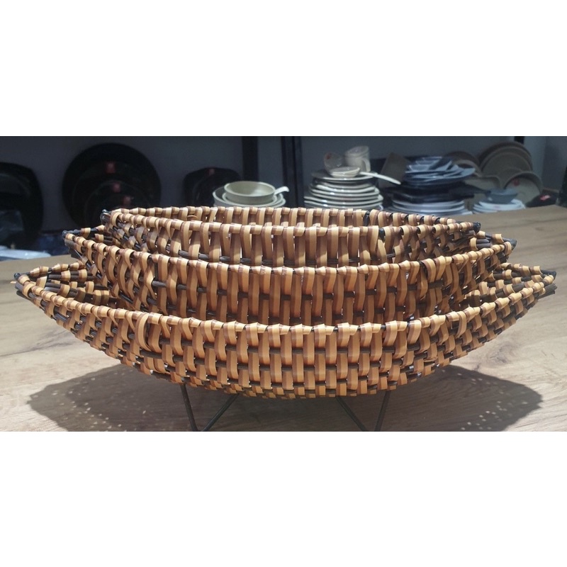 Thuyền Nhựa Giả Mây  Kích Thước  D24cm  R12cm C5cm Decor Quán Ăn, Nhà Hàng, bếp gia đình