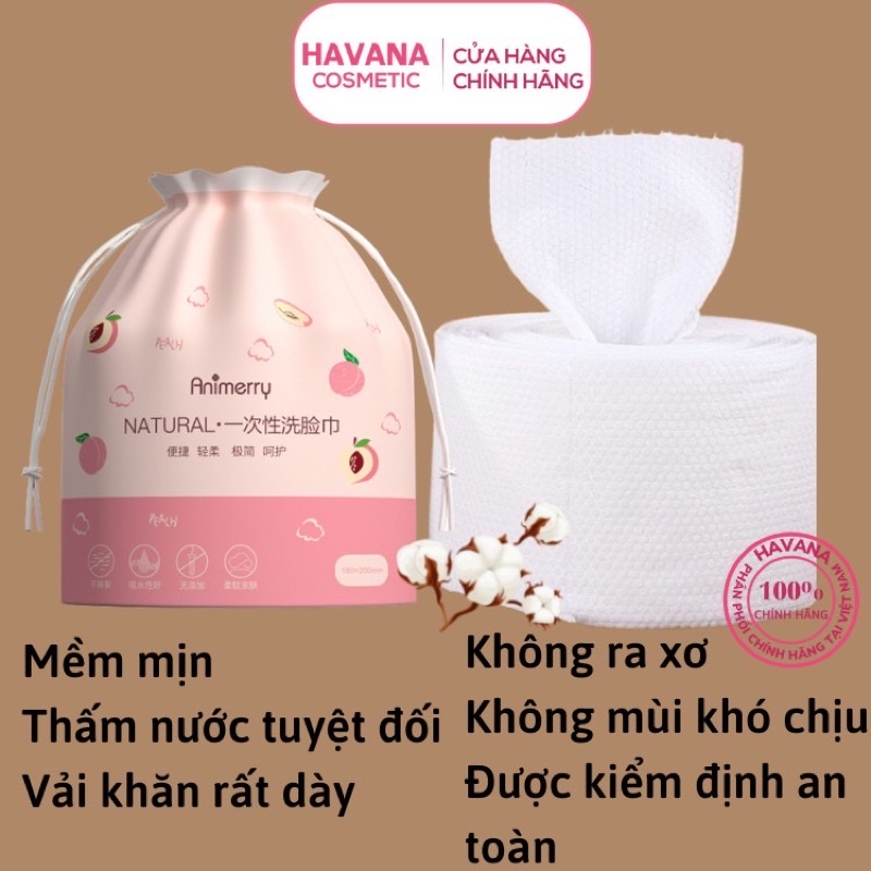 Khăn lau mặt Animery dùng 1 lần lau khô lau ướt túi lớn 150g  khăn giấy khô cotton lau mặt dùng 1 lần