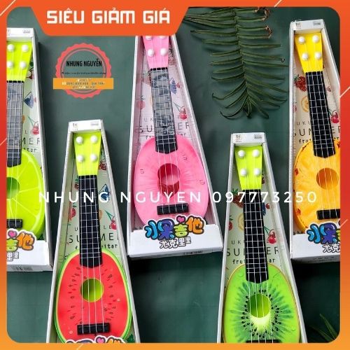 Đàn ghi ta họa tiết trái cây Dưa hấu-Đào-Dứa-Kiwi-Chanh dành cho trẻ từ 2 tuổi