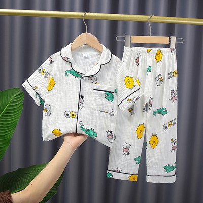 Bộ Pijama Cộc Tay Quần Dài Chất Đũi Xốp Bé Trai, Bé Gái, Họa Tiết Đáng Yêu, Đồ Bộ Trẻ Em Mặc Nhà Namkidshop (V458)