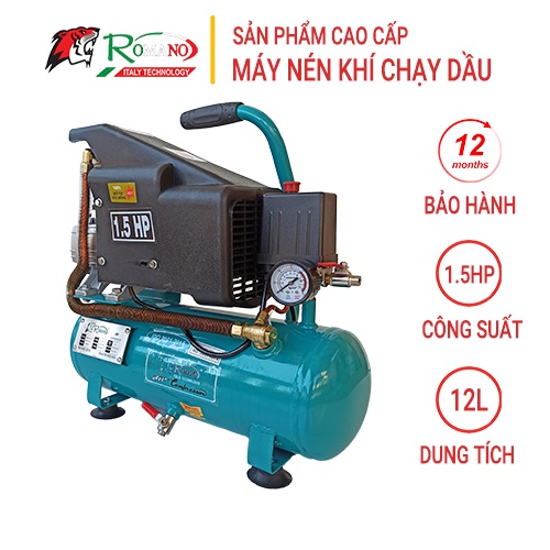 Máy nén khí có dầu Romano ROMA4212, Công suất 1.5HP, Máy chạy dầu, Bình 12L
