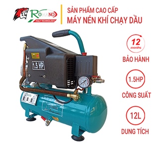Máy nén khí có dầu romano roma4212, công suất 1.5hp, máy chạy dầu, bình 12l