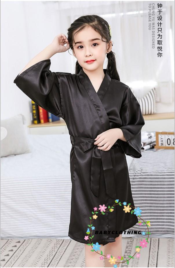 Áo Choàng Tắm Kiểu Kimono Bằng Lụa Satin Cho Bé Gái