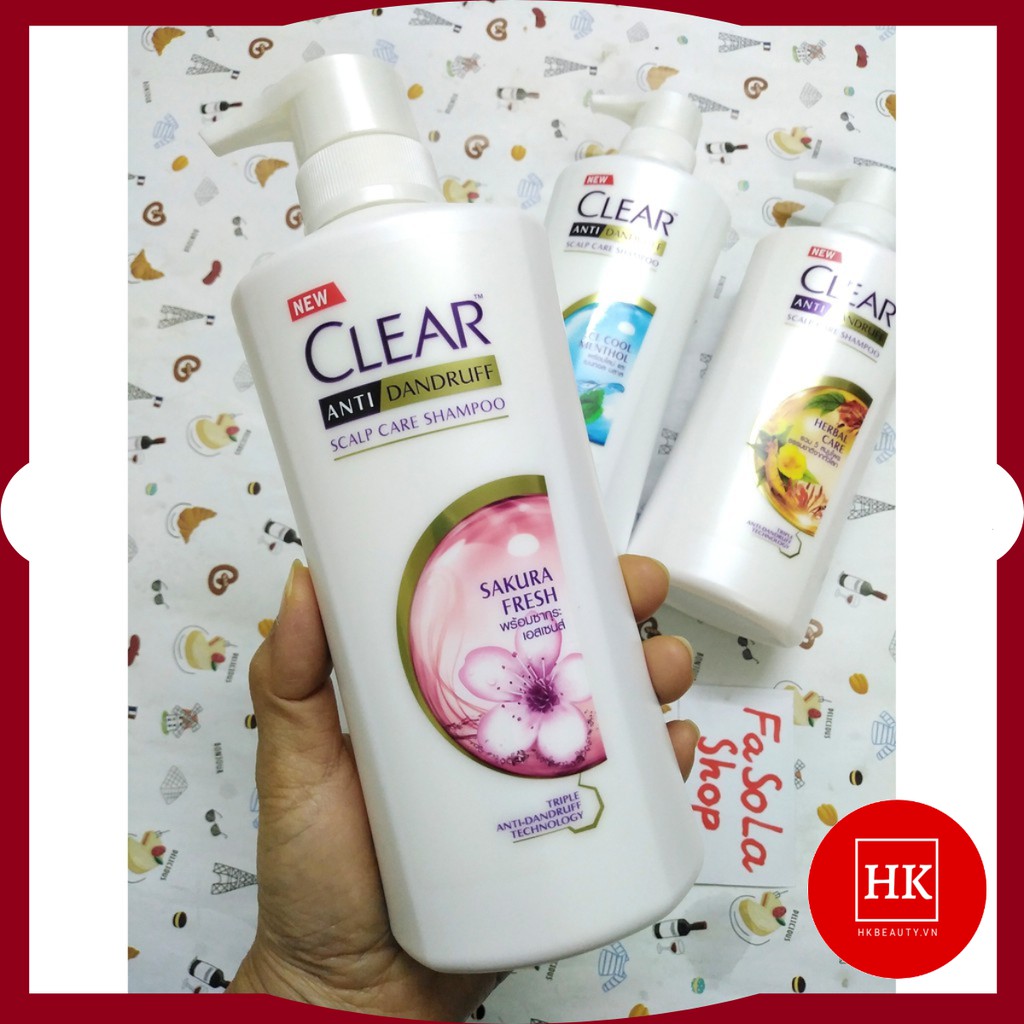 Dầu gội CLEAR  480ml  Thái Lan 🇹🇭 bạc hà, hoa anh đào, thảo dược, thảo mộc