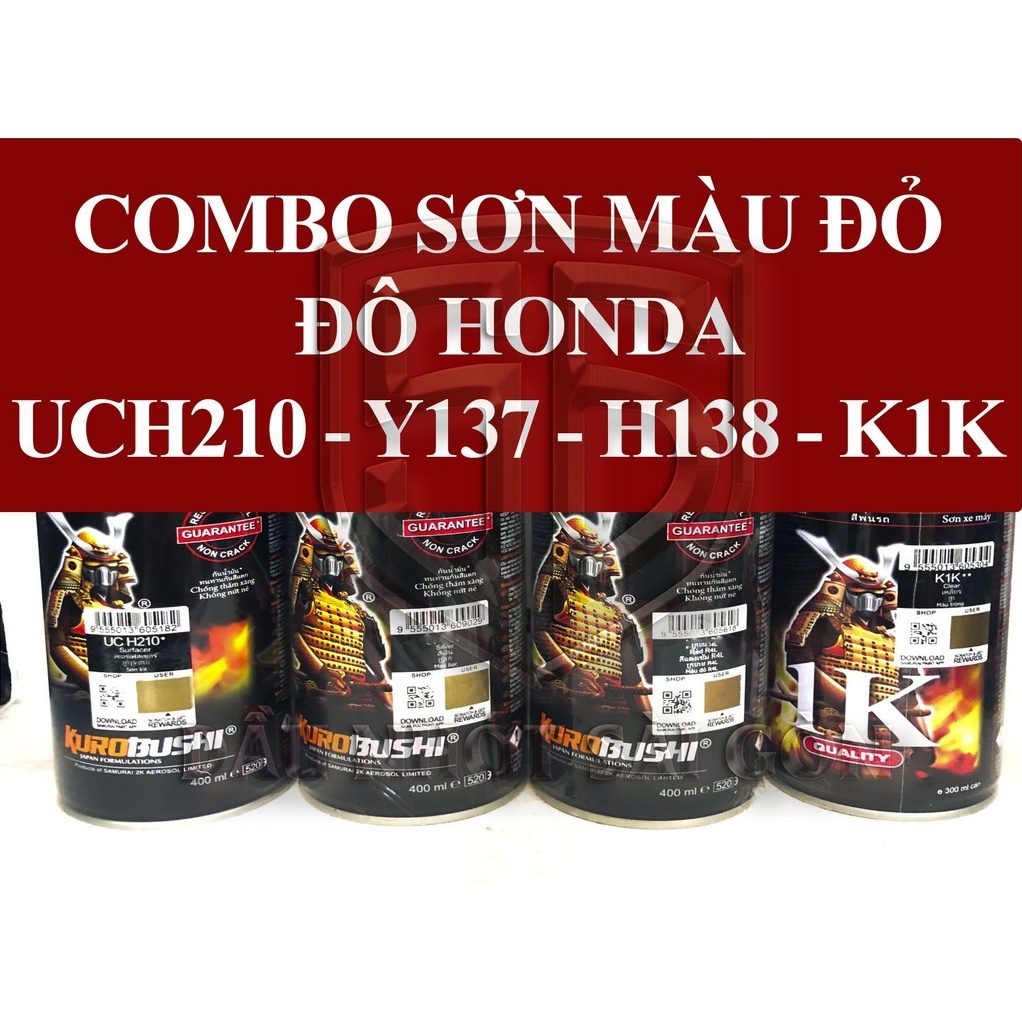 [ COMBO 4 CHAI ] Sơn xịt màu đỏ đô UCH210 - Y137 - H138 - K1K