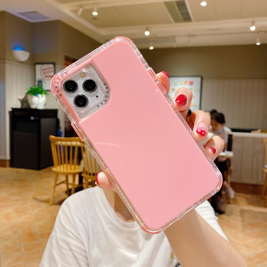 Ốp điện thoại TPU màu trơn chống sốc phối họa tiết độc đáo cho Iphone 6 7 8 Plus X Xr Max 12 Mini Pro Max | BigBuy360 - bigbuy360.vn