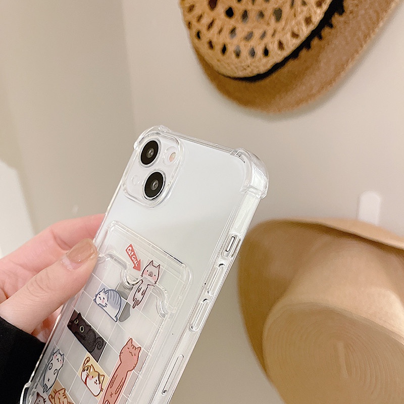 Ốp lưng iphone trong túi đựng thẻ ảnh mèo lười 6/6s/6plus/6splus/7/7plus/8/8plus/xs/11/12/13/14/pro/max/plus/promax TT12