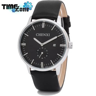 Đồng hồ nam dây da timezone chenxi blackgem 060a + tặng kèm hộp