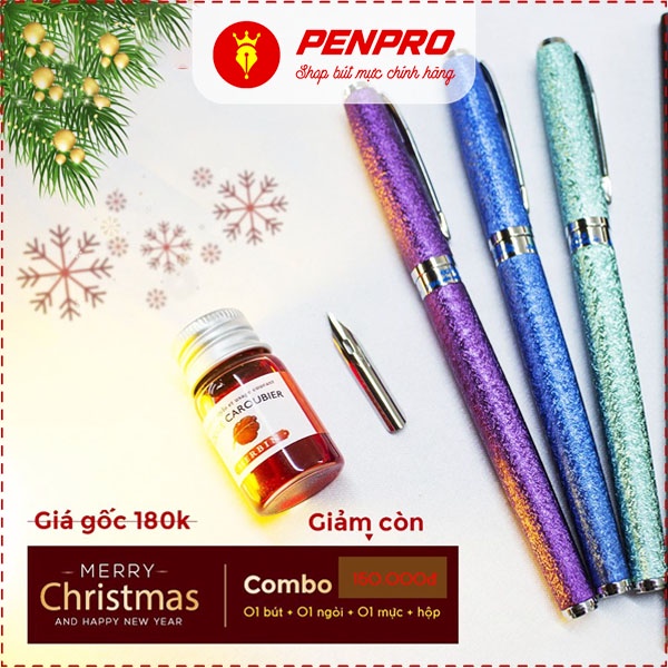 COMBO Bút Ngòi Lá Tre Calligraphy Owen 05 - Tặng Kèm Mực, Ngòi Dự Phòng, Hộp Nhựa Đựng Bút