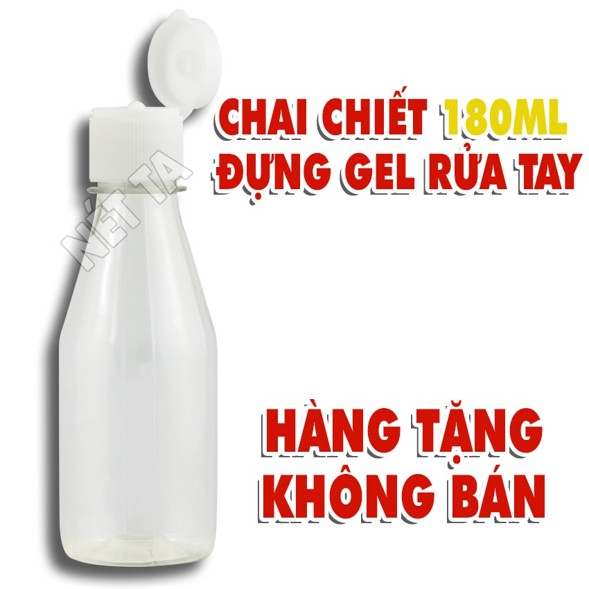 Chai nhựa chiết nước rửa tay khô 180ml nắp nhỏ giọt tặng kèm khi mua chai nước rửa tay khô 500ml Nét Ta