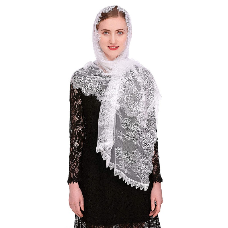 Khăn Choàng Cổ Phối Ren Phối Tua Rua Trọng Lượng Nhẹ In Họa Tiết Hoa Thời Trang Cho Nữ