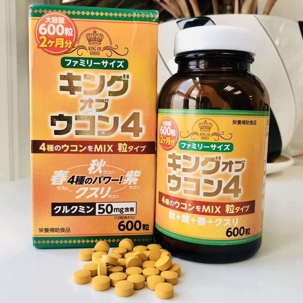 [CHÍNH HÃNG] Viên uống chiết xuất nghệ Nhật Bản King Ukon 4 hỗ trợ bệnh lý tiêu hóa dạ dày lọ 600 viên