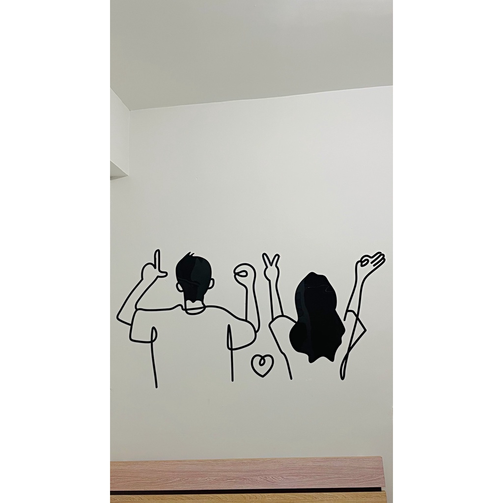 Tranh dán tường mica 3d decor khổ lớn tranh cặp đôi couple trang trí phòng khách, phòng ngủ, cưới Nhiều Size - EPeBen