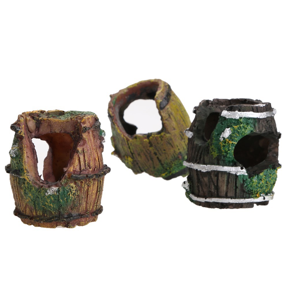 Đồ trang trí hồ cá hình chiếc thùng gỗ vỡ