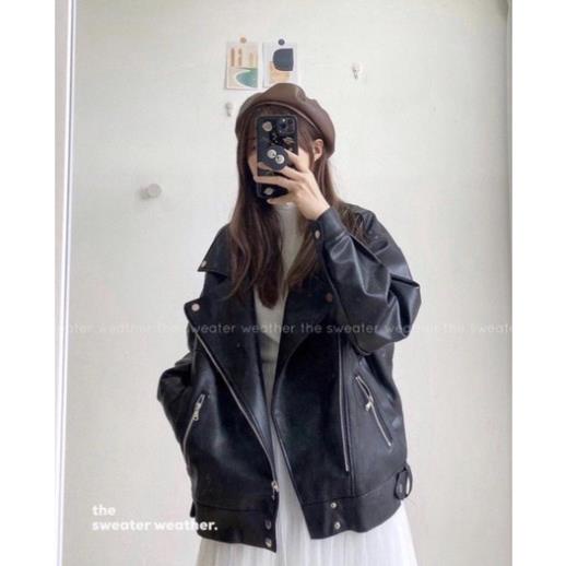 áo khoác da nữ cao cấp, phong cách cá tính trẻ trung năng động mặc đi chơi đi học đi làm /hà shop thái nguyên