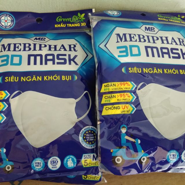Khẩu Trang 3D  Mask MEBIPhAR Gói 5 Cái