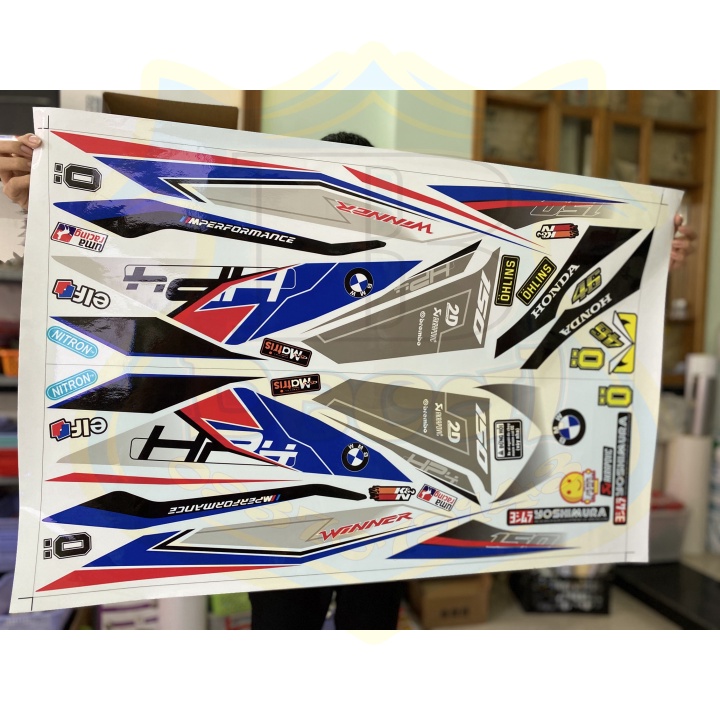 ( Quí khách vui lòng mang ra tiệm cho thợ dán ) Tem winner HP4 trắng