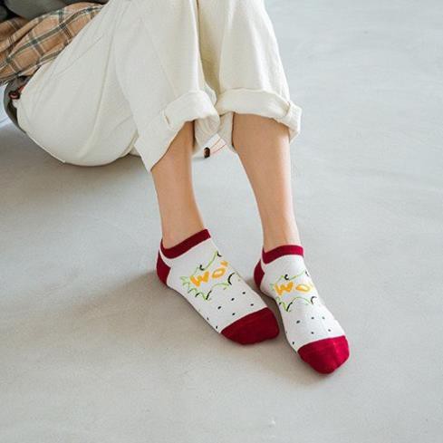 Tất Tất cổ Ngắn Hình Unisex Cotton Họa Tiết Phong cách Nhật Hàn Hot Trend Ulzzang Tất Ngắn cổ Nam nữ Thời trang