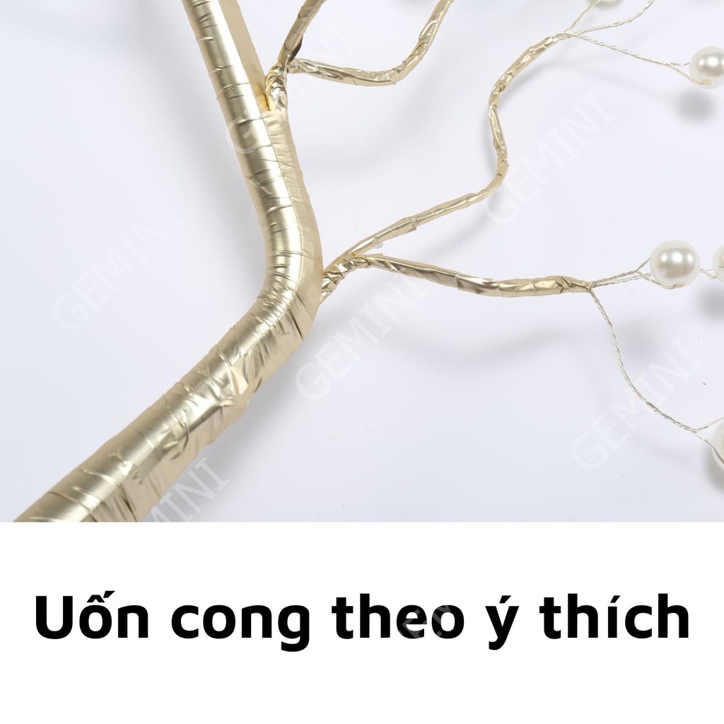 Đèn ngủ để bàn led trang trí phòng ngủ hình cây Decor 108 bóng dùng pin hoặc cắm dây USB 2 in 1 Gemini Shop