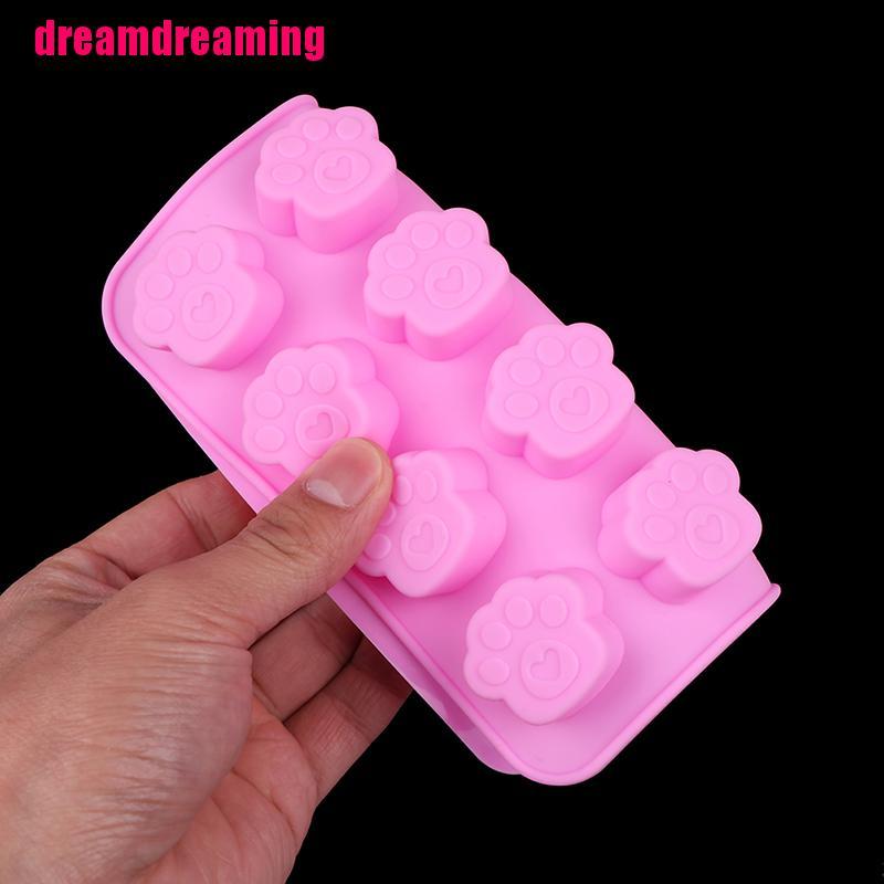 Khuôn Làm Bánh Chất Liệu Silicone Có 16 Ô Hình Dấu Chân Thú Cưng Dễ Thương
