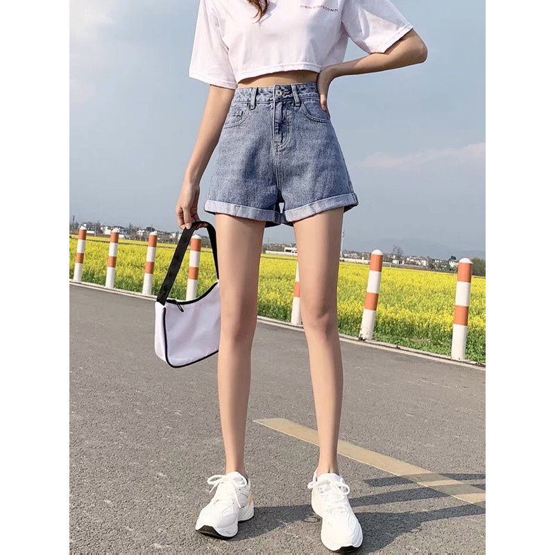 Quần sooc bò jean nữ quần shorts bò jean nữ cạp cao hot 2021