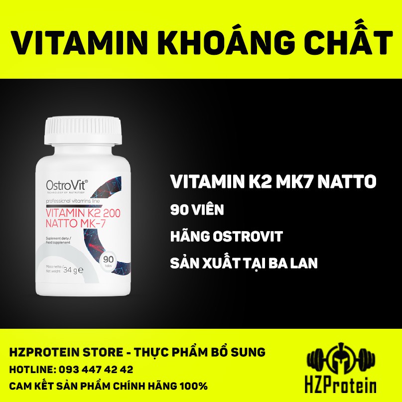 OSTROVIT VITAMIN K2 MK7 NATTO - VIÊN UỐNG VITAMIN K2 HÀM LƯỢNG CAO 200mcg  (90 VIÊN) | Shopee Việt Nam