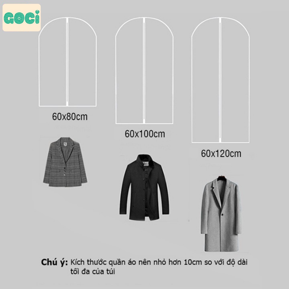 Túi Bọc Quần Áo GOCI Chống Bụi, Túi Đựng Áo Vest Chống Ẩm, Chống Thấm Nước, Bảo Vệ Quần Áo