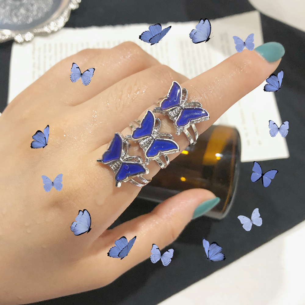 Nhẫn Thời Trang Hình Bướm Có Thể Điều Chỉnh Nhiệt Độ