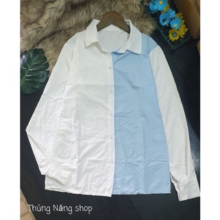 Áo sơ mi phối 2 màu, chất mango đẹp