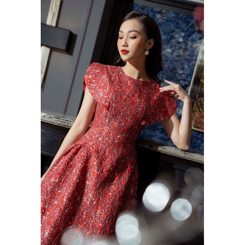Váy gấm hoa xoè dài hàng cao cấp