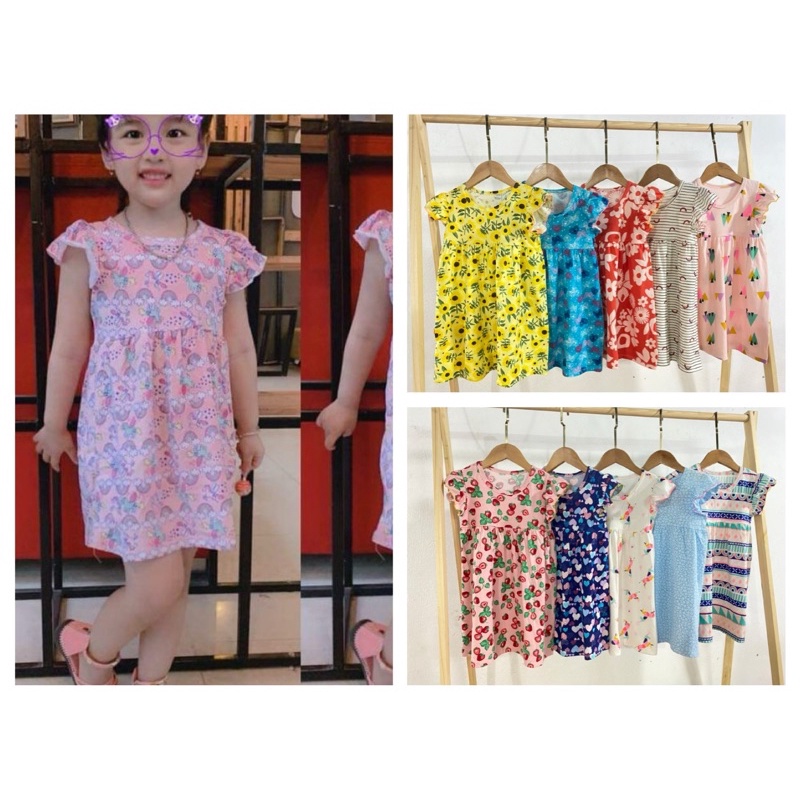 Váy/đầm cánh tiên bé gái chất cotton xuất mềm mịn(mẫu ngẫu nhiên, chọn mẫu ib shop)