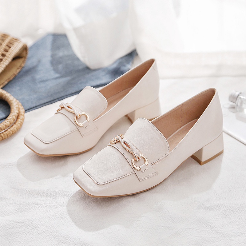 Giày đế vuông mũi vuông cao gót kiểu Pháp cao cấp CICI G041