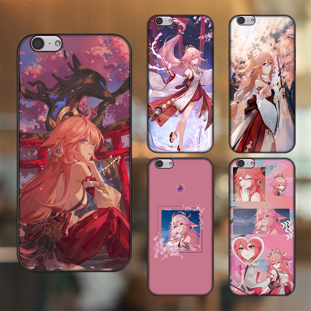 Ốp lưng Oppo A39, F3 Lite viền đen in hình Yae Miko Genshin Impact