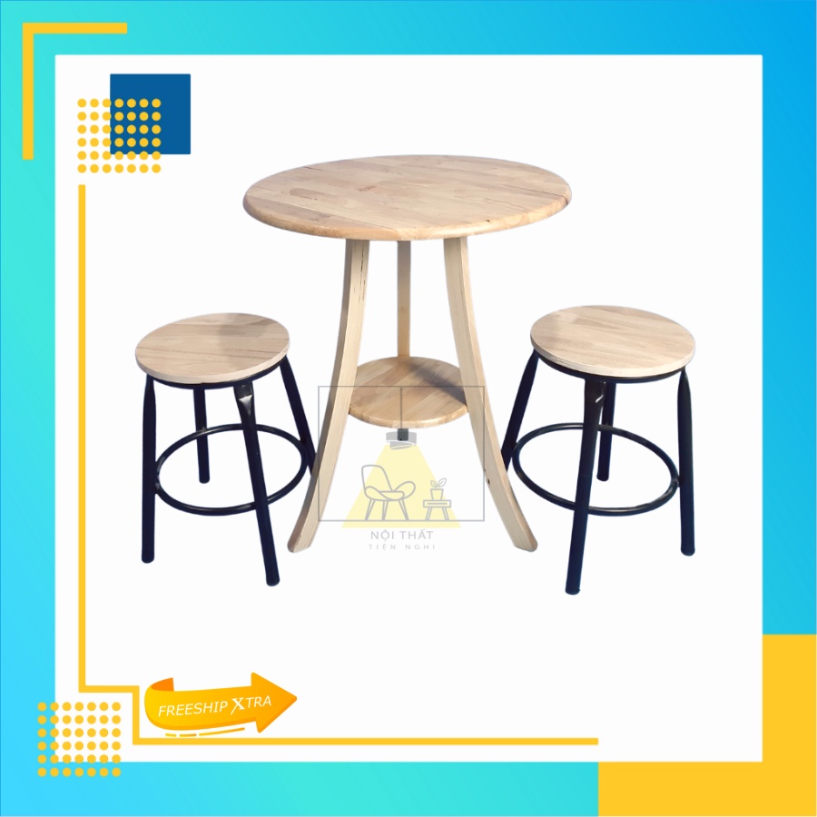 BÀN TRÀ BA CHÂN BT3C, BÀN HỌC, BÀN ĂN TRÒN PHÙ HỢP CHO KHÔNG GIAN DECOR, Chất liệu 100% gỗ cao su tự nhiên