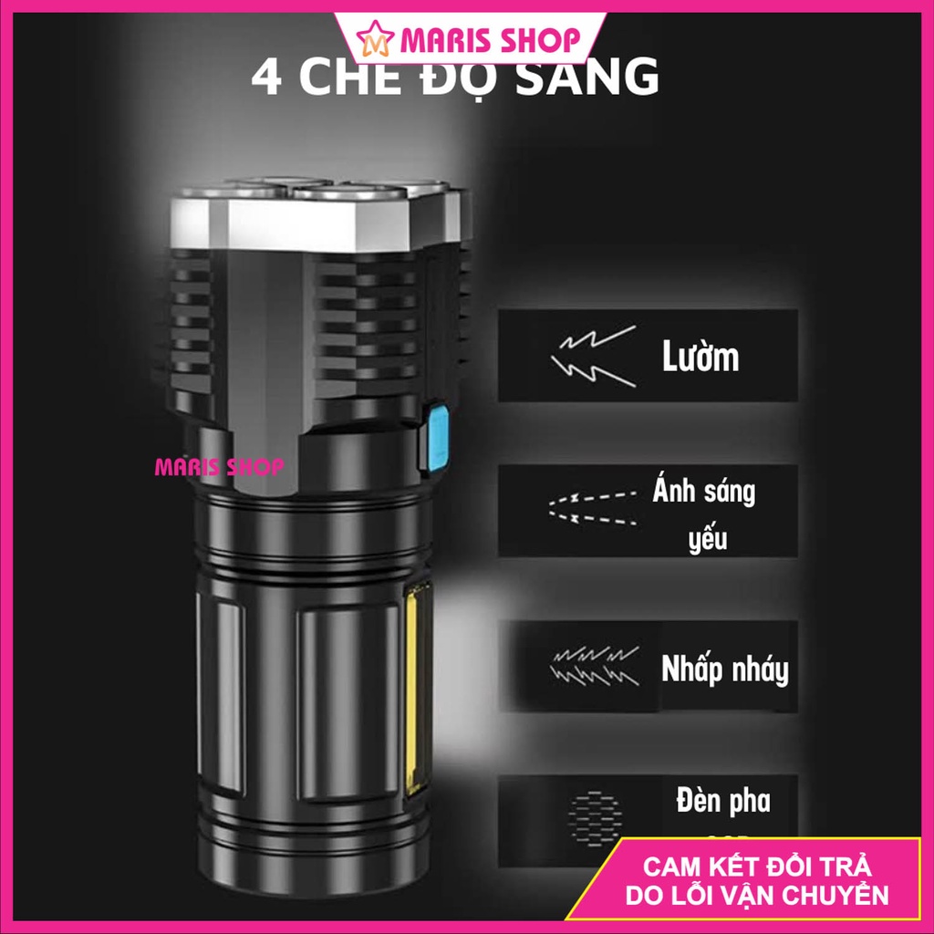 [GIẢM GIÁ 50%] Đèn PIN LED siêu sáng cầm tay mini sử dụng PIN sạc cao cấp đi cắm trại, dã ngoại, leo núi.