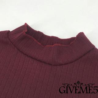 Áo len gân tay dài cổ lọ