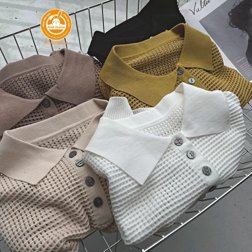 Áo Polo lưới Dệt basic mùa hè , Áo kiểu cổ bẻ ống tay gấu áo bo AL203