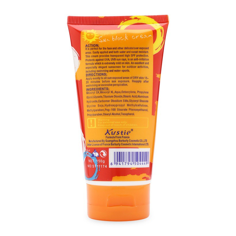 Kem Chống Nắng Chống Thấm Nước Kustie Sunblock SPF90 Waterproof 150g