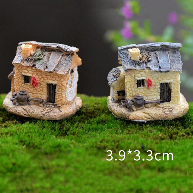 Mô Hình Ngôi Nhà Mini Thủ Công Cổ Điển Trang Trí Nhà Cửa Sân Vườn Cổ Tích