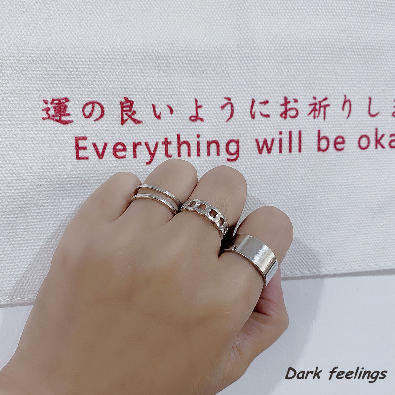 Set 3 chiếc nhẫn thời trang phong cách hiphop hàn quốc dễ phối đồ hợp thời trang