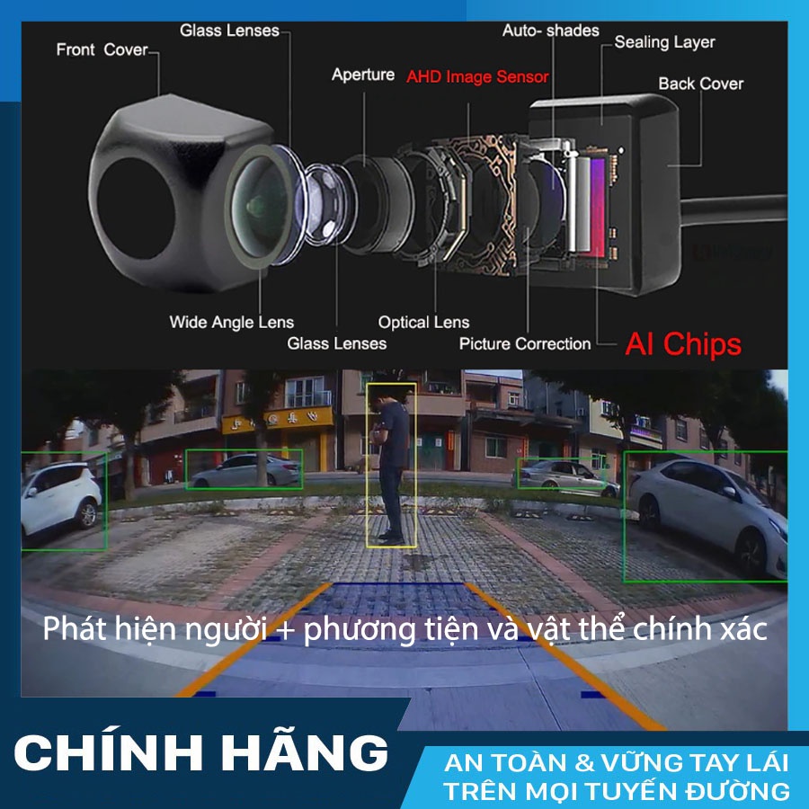 Camera lùi ô tô Laika S350 siêu nét AHD - công nghệ AI nhận diện thông minh - góc quay siêu rộng 170 độ