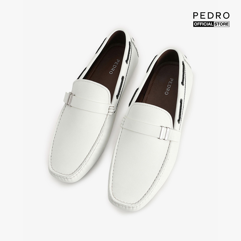 PEDRO - Giày lười nam mũi vuông Embossed Buckled Leather Moccasin PM1-65110238-03