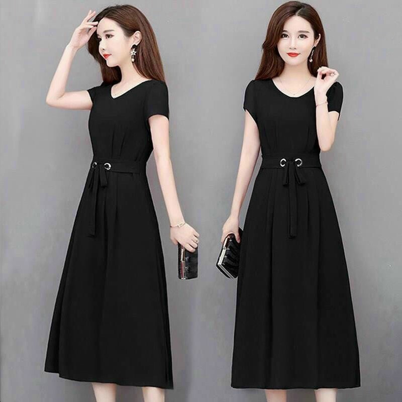 ĐẦM TRUNG NIÊN BAD SHOP DỰ TIỆC size M/L/XL/2XL màu đen đỏ xanh phối thắt nơ eo