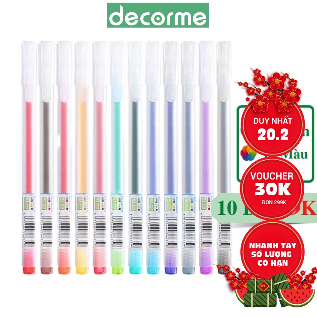 Bút bi màu mực gel DecorMe Resun bút Muji bản dupe 12 màu ngòi 0.5mm (lẻ 1 chiếc)