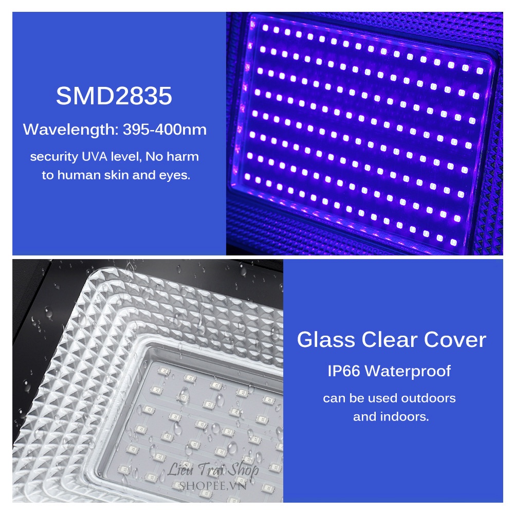 Đèn uv LED sấy keo uv làm khô keo uv 395nm Ultra violet Led floodlight