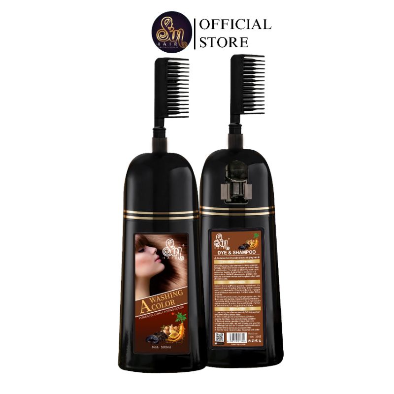 Số 1 Nhật Bản Combo 2 chai dầu gội phủ bạc màu nâu Sin Hair 500ml