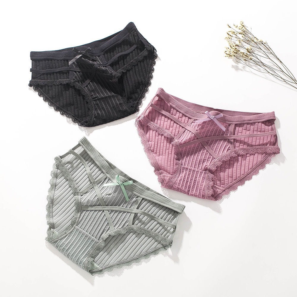 Quần lót ren nữ gân tăm đan dây Butterfly B3 | BigBuy360 - bigbuy360.vn