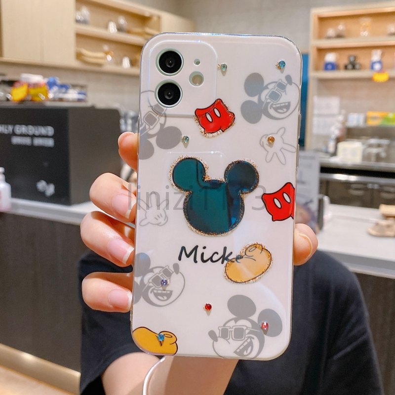 Ốp Điện Thoại Mềm Hình Chuột Mickey Màu Xanh Dương Cho Iphone 12 12mini 11pro Apple 7 / 8plus